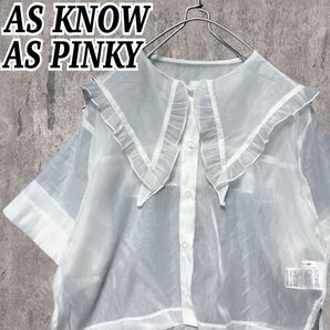 美品★AS KNOW AS PINKY セーラー シアーブラウス シャツ フリル