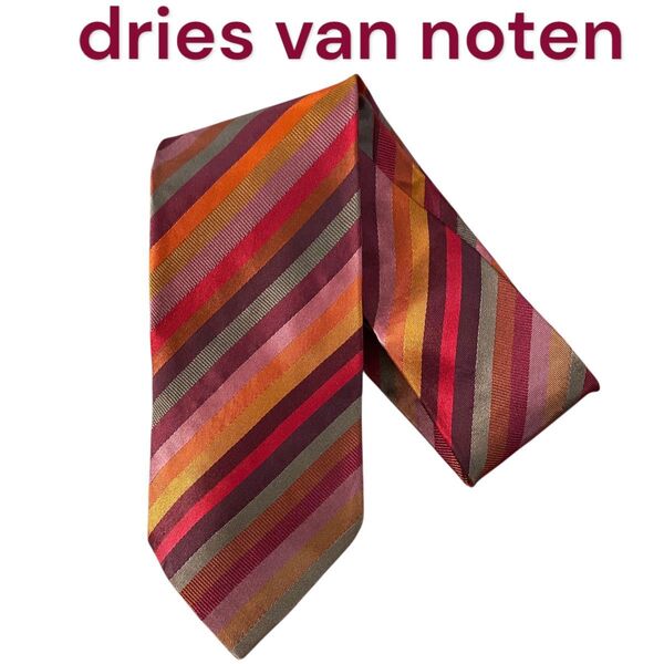 美品 ドリスヴァンノッテン レジメンタルタイ シルク ネクタイ A50 dries van noten
