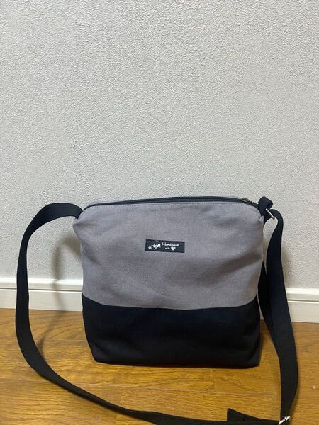 ハンドメイド ショルダーバッグ 大 帆布