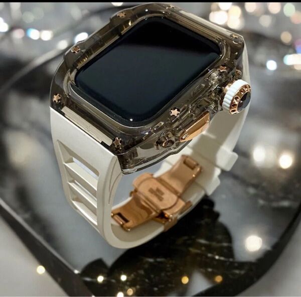 44mm45mmアップルウォッチバンド ラバーベルト カバー Apple Watch ケース スポーツ メンズ レディース SE