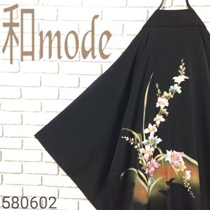 黒絵羽織 黒羽織 アート 花柄 花模様 着物 絵羽織 羽織 大正ロマン 和洋折衷コーデ 和洋ミックス モード ヨウジヤマモト好きに