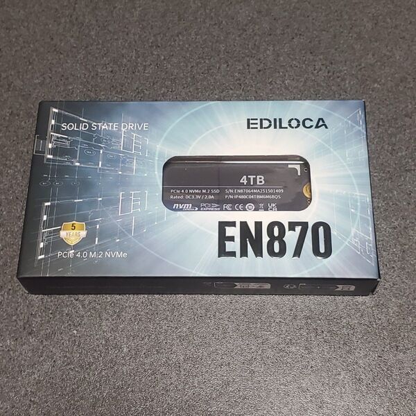 即日発送 EDILOCA EN870 4TB SSD PCIE 4.0 M.2 ヒートシンク、納品書付 新品