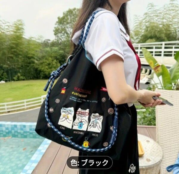 ボール&チェーンねこまるけエコトートバック ショルダー紐付き Мサイズ