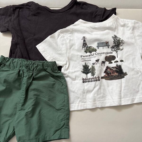 90サイズ 子供服 Tシャツ ハーフパンツ 半袖 半袖Tシャツ バースデー テータテート ミラーベー