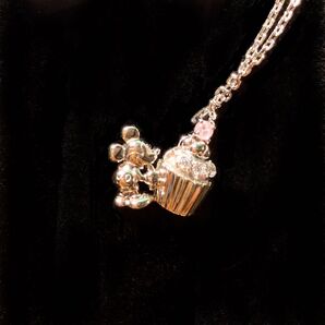 ミッキーマウス カップケーキ ネックレス ピンク レディース アクセサリー シルバー925