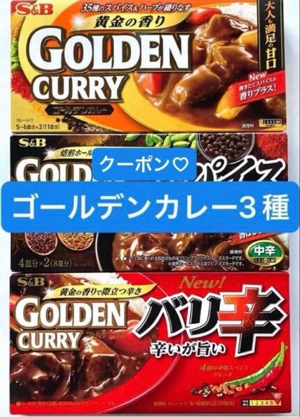 エスビー食品 ゴールデンカレー 3種類(甘口、スパイス中辛、バリ辛)3箱セット S&B カレールウ クーポン利用 折り紙1枚