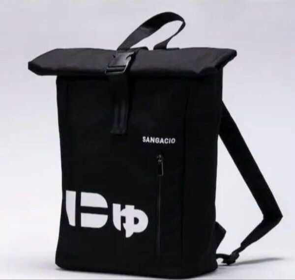 サンガッチョ SANGACIO ロールトップ バッグ ロゴプリント リュック ブラック系【新品】【未使用】 リュックサック