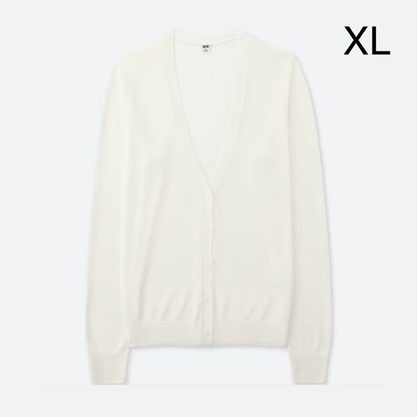 UNIQLO ユニクロ ライト Vネック カーディガン XL 長袖 シアー 洗える ホワイト 白 181867