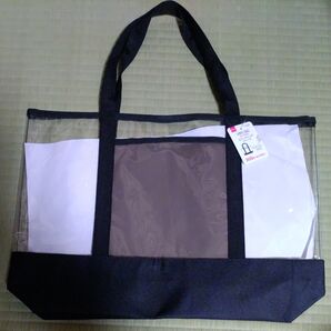 ポケット付ビニールバッグ ビニールトートバッグ クリアバッグ トートバッグ DAISO