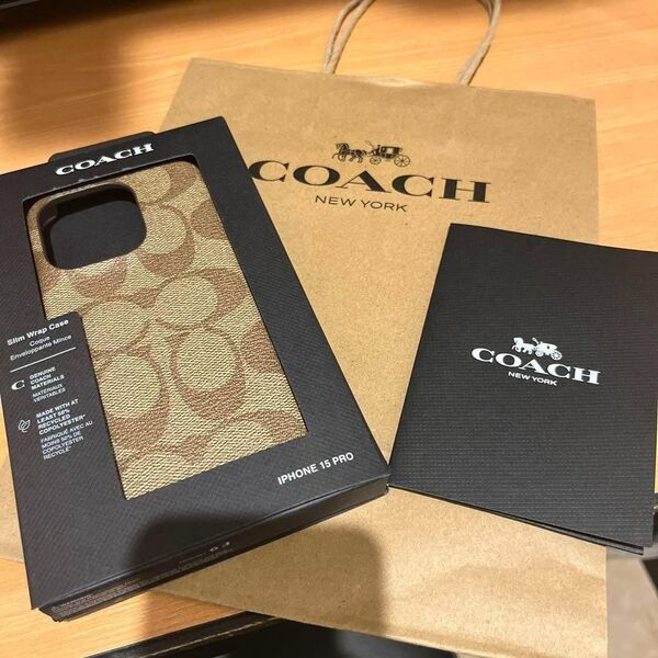【新品未使用】 COACH iPhone 15PROスマホケース シグネチャー コーチ iPhoneケース iPhone15