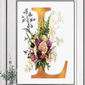 【No.163】ダイヤモンドアート☆スターターキット☆イニシャルL×フラワー☆アルファベットお花☆飾れるインテリア趣味DIY1