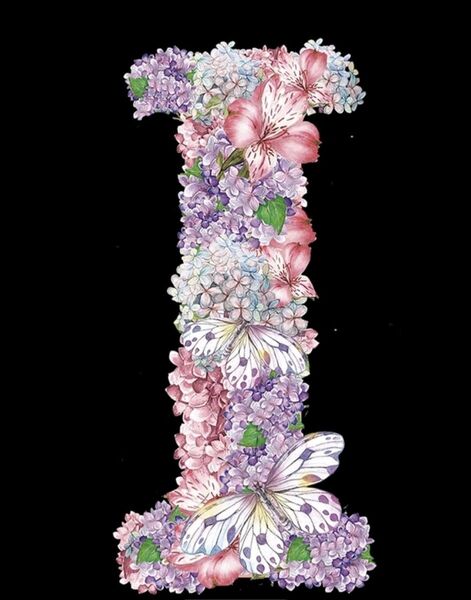 【No.167】ダイヤモンドアート☆スターターキット☆イニシャルI×フラワー×蝶々☆アルファベット☆インテリア趣味DIY1