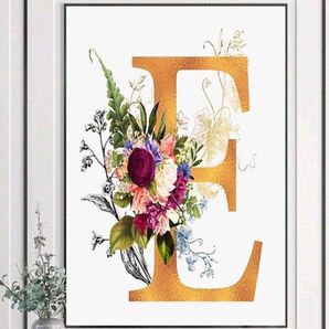 【No.161】ダイヤモンドアート☆スターターキット☆イニシャルE×フラワー☆アルファベットお花☆飾れるインテリア趣味DIY1