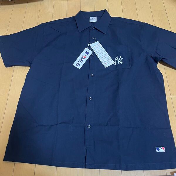 新品 メンズ L ニューヨーク・ヤンキース 半袖シャツ ネイビー MLB