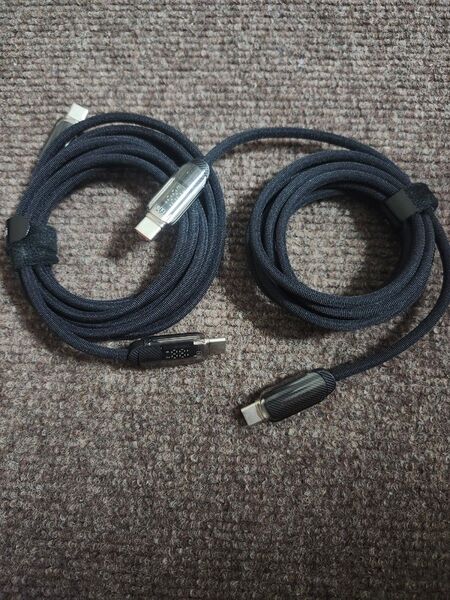 ほぼ未使用 toocki USB type-c ケーブル 2本 黒色 2m PD60W ディスプレイ付き 電力表示