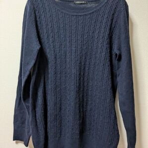 ケーブル編みニット ネイビー
