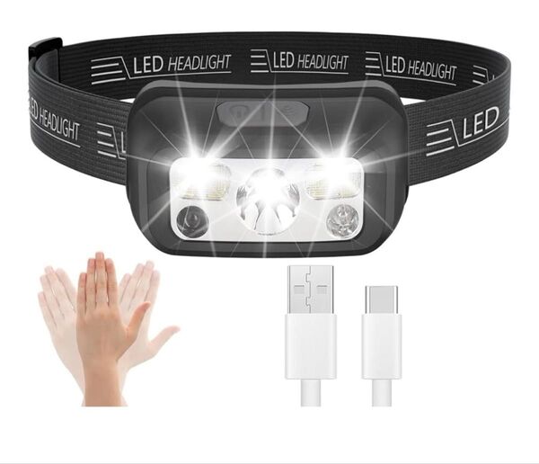 人感センサー付きUSB充電ヘッドライト