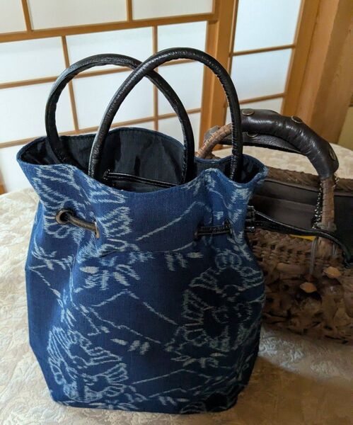 和(絣柄) 手提げ袋 手提げ巾着