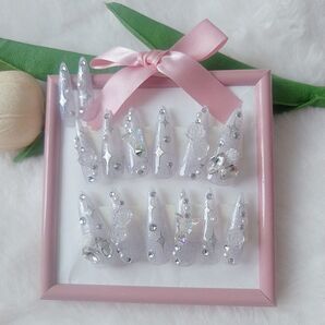 9* 韓国 ワンホン バラ ちょう ストーン 結婚式 パーティー ネイルチップ