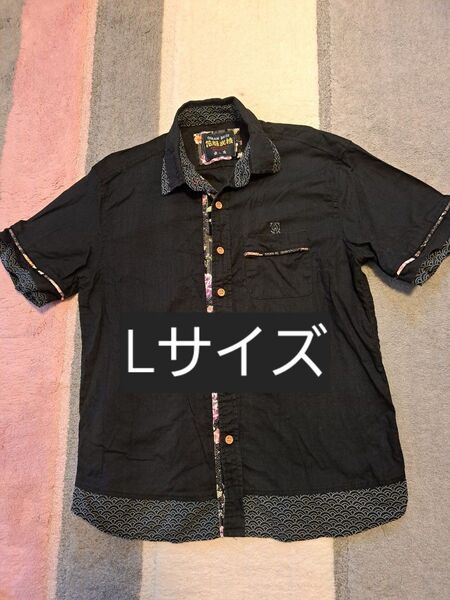 半袖シャツ Lサイズ 和柄 ブラック