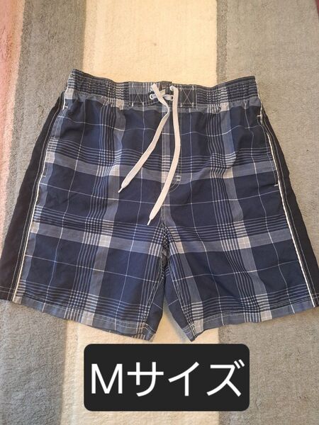メンズ ハーフパンツ チェック柄 ネイビー Mサイズ