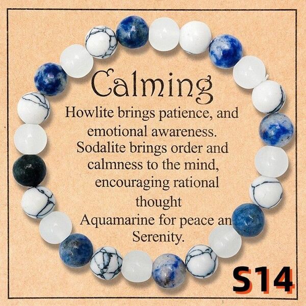 天然石 パワーストーン Calming 調節可能な伸縮性 3種石 ブレスレット