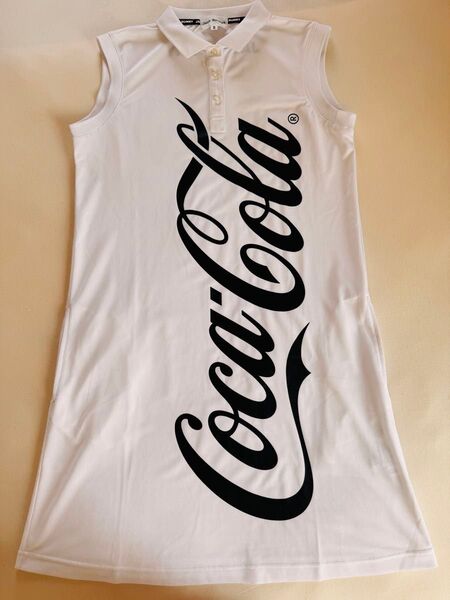 ジャックバニー コカコーラ ゴルフワンピース CocaColaBig ロゴ ノースリーブ ワンピ 白 ゴルフウェア