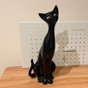 昭和レトロ 黒ねこ 陶器 置物