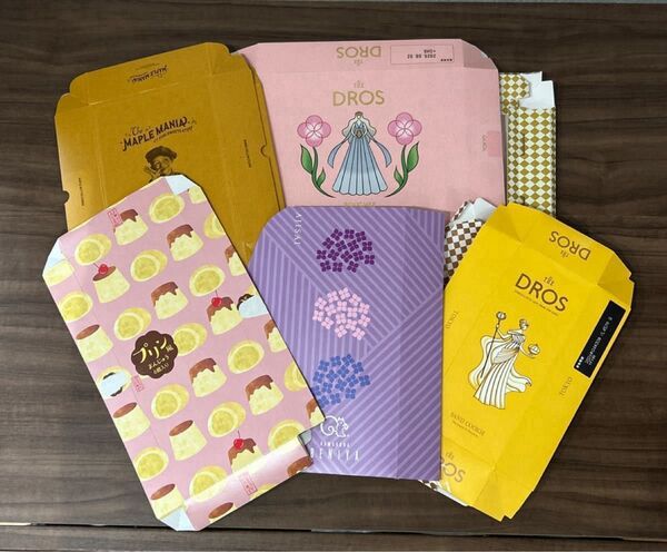 【空箱】デパ地下・お土産系スイーツ ピンク・イエロー系 5箱分《まとめ売り》ハンドメイド 工作材料