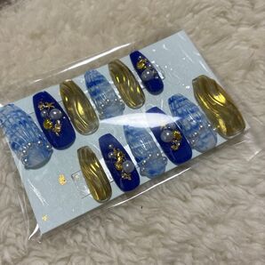 ネイルチップ ワンポイント 付け爪 ロングネイル 夏ネイル 成人式 夏休み お出かけ ミラーネイル 貝殻 海 夏 押し活 ネイル