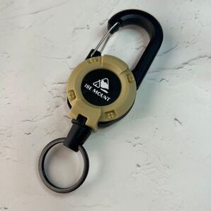 カラビナ キーリング 伸びる 伸縮 アウトドア 小物ホルダー カラビナ付き キーホルダー ベージュ