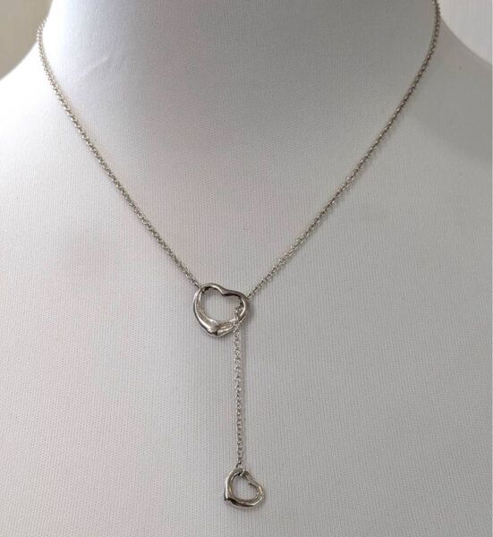 ★ TIFFANY&Co ティファニー ダブル オープンハート ラリアット ネックレス ペンダント アクセサリー SV 925