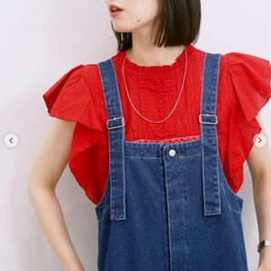 フリル袖レースピンタックブラウス