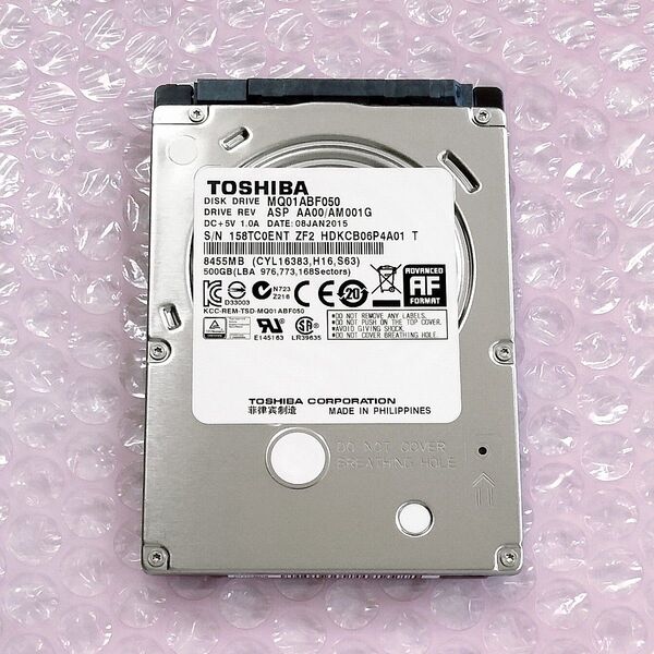 TOSHIBA MQ01ABF050 500GB 2.5インチHDD AVコマンド対応