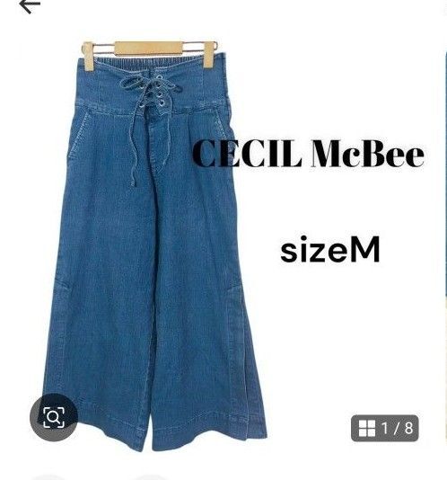 CECIL McBee ハイウエストデニム ワイドパンツ Mサイズ ライトブルー