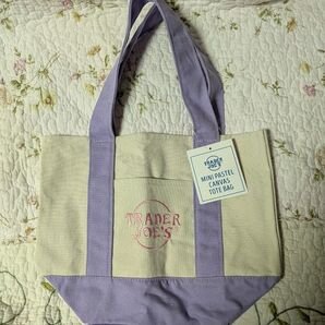 Trader Joe's ミニパステルキャンバストートバッグ パープル 未使用
