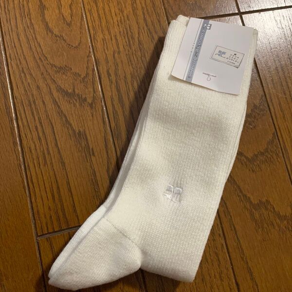 クレージュ Courreges homme 靴下 ソックス 白 25〜27cm 未使用 ソックス メンズ