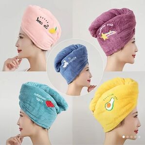 ヘアキャップ 5個セット 吸水 速乾 タオルキャップ