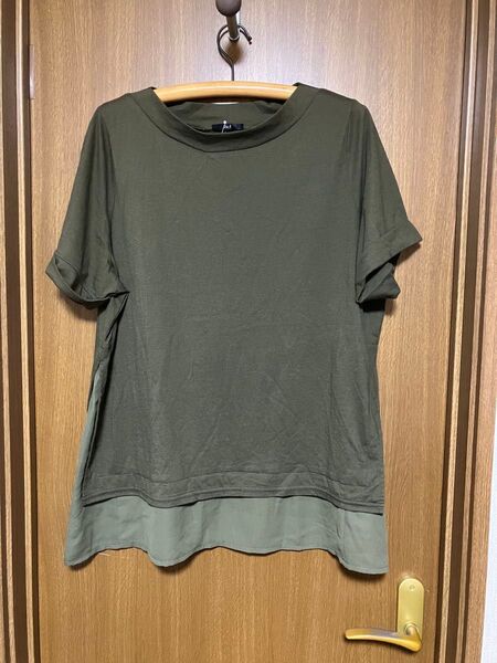 新品未使用★ 半袖 チュニックカットソー Tシャツ3L/カーキ★大きいサイズゆったり