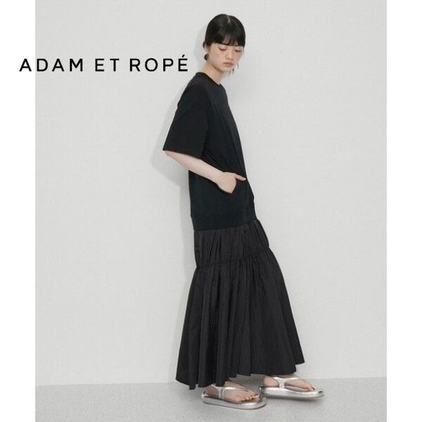 アダムエロペ ADAM ET ROPE’ ミニ裏毛Tシャツドッキングワンピース