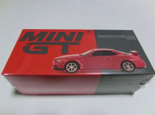 MINI GT 1/64 Nissan スカイライン GT-R R34 Vスペック アクティブレッド 右ハンドル 新品