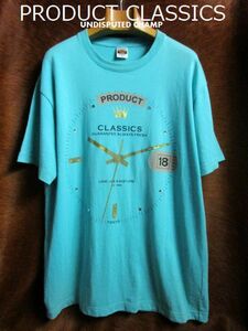 プロダクト クラシックス PRODUCT CLASSICS 水色 ラインストーン付 ゴールド プリント 半袖 ビッグ シルエット Tシャツ XL