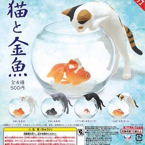 猫と金魚 ガチャ ねこ グレー