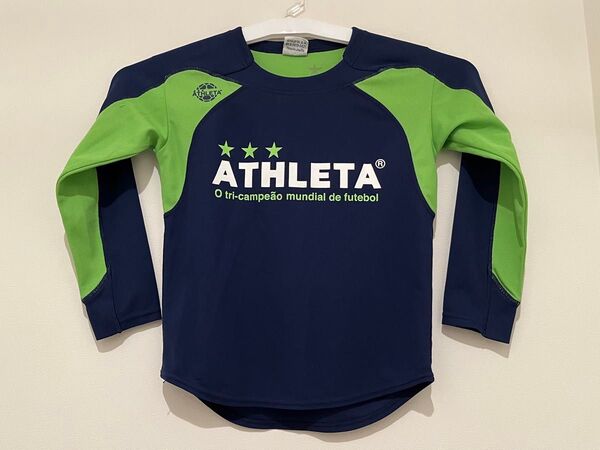 アスレタ 長袖 トレーニングウェア(130サイズ)ネイビー×ライトグリーン サッカー ウェア ATHLETA