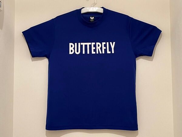 バタフライ 半袖 Tシャツ(Mサイズ)卓球 プラクティスシャツ トレーニングウェア ブルー