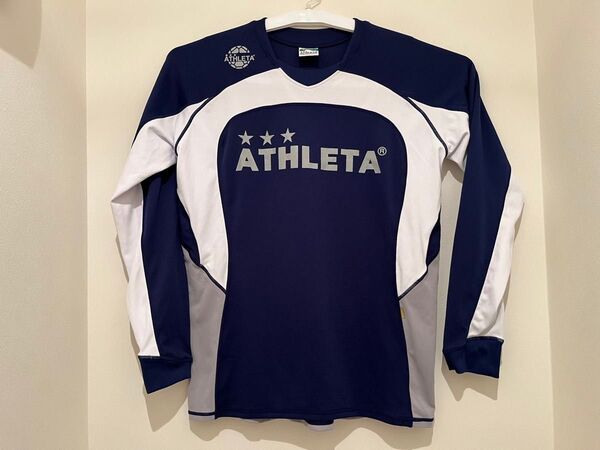 ATHLETA 長袖 Tシャツ(Oサイズ)アスレタ サッカー トレーニングウェア 紺色×白色