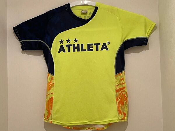ATHLETA 半袖 Tシャツ(Lサイズ)サッカー トレーニングウェア 黄色×紺色 アスレタ プラクティスシャツ