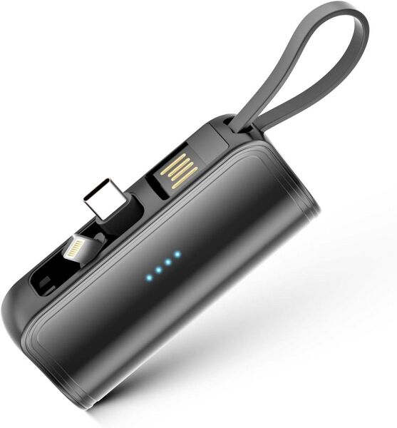 モバイルバッテリー 小型 大容量 5000mAh Lightning タイプC スマホ充電器 携帯充電器 コンパクト 持ち運び便利