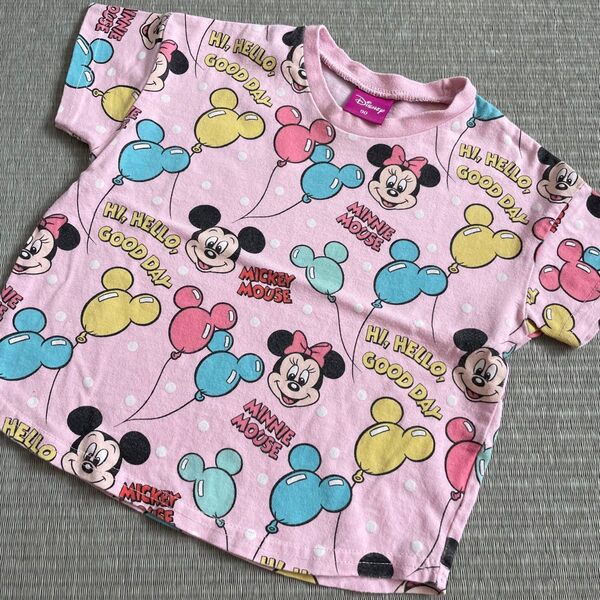 Disney ディズニー 風船 ミッキー ミニー 90 綿100% バルーン 半袖Tシャツ