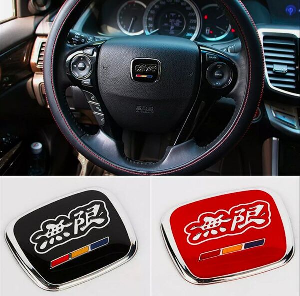 新品 未使用 ホンダ 無限 ステアリングホイールエンブレムステッカー ハンドル ロゴ ステッカー ブラック